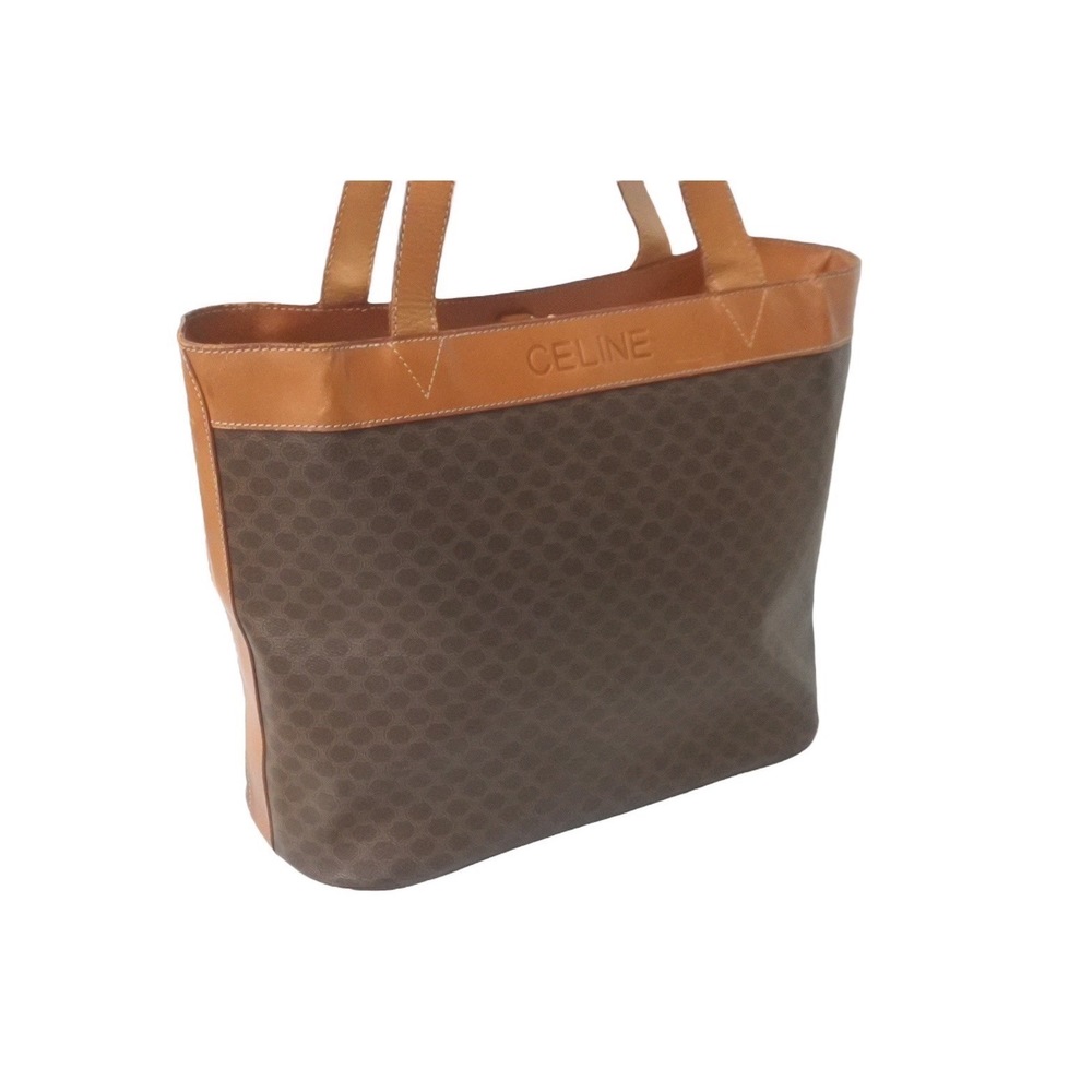 Celine Brown Leather Pattern Bag Macadam Tote - image 4